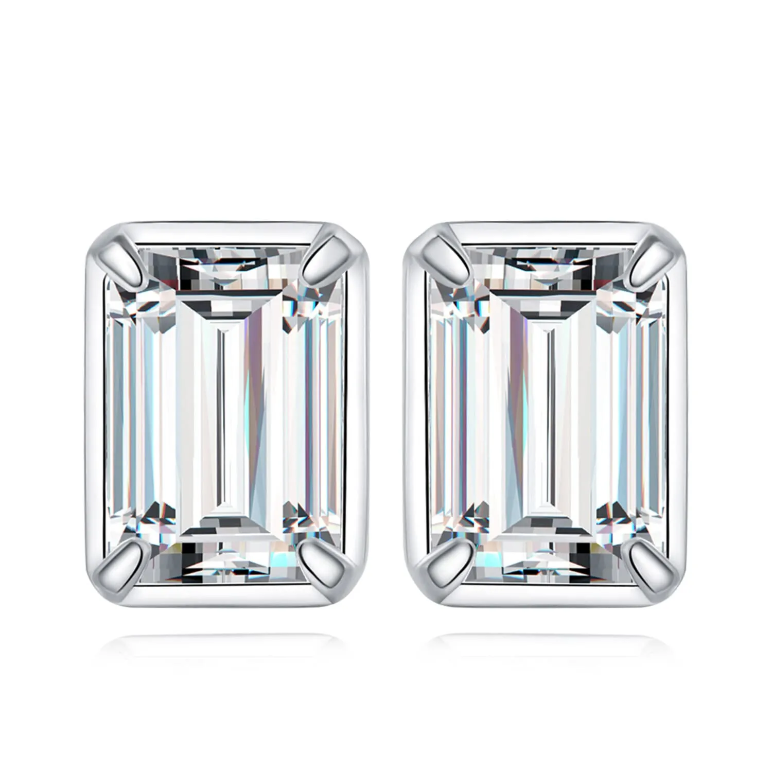 JewelryPalace 1ct Zirconia Orecchini Bottone Argento Taglio Smeraldo