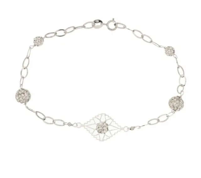 Gioielli Celiento bracciale oro bianco 18kt zirconi resina