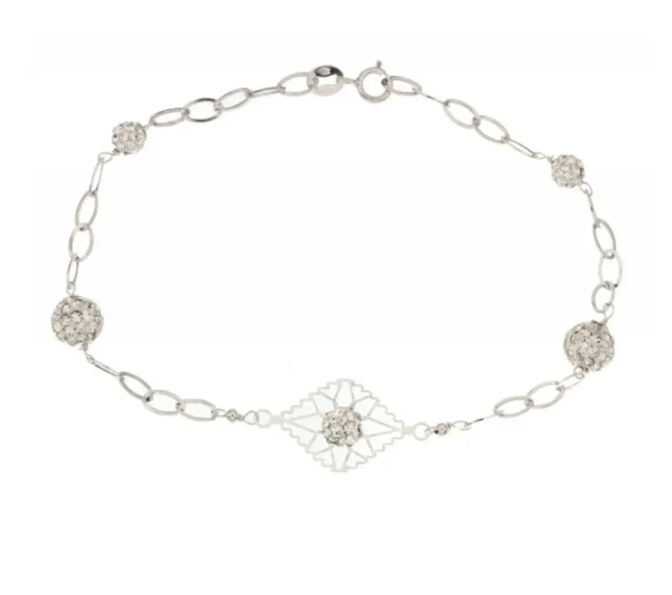 Gioielli Celiento bracciale oro bianco 18kt zirconi resina