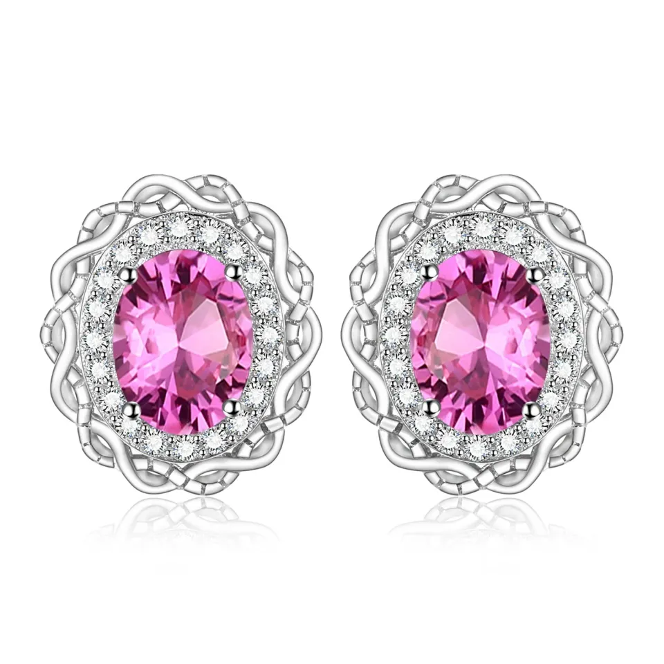 JewelryPalace Halo Infinito 1ct orecchini oro rosa topazio