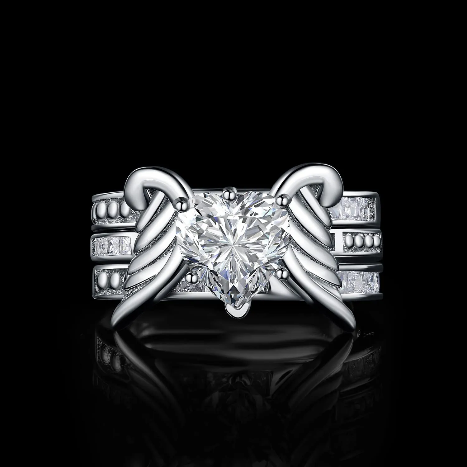 JewelryPalace Puzzle Cuore Set 3 Anelli Argento 2.2ct