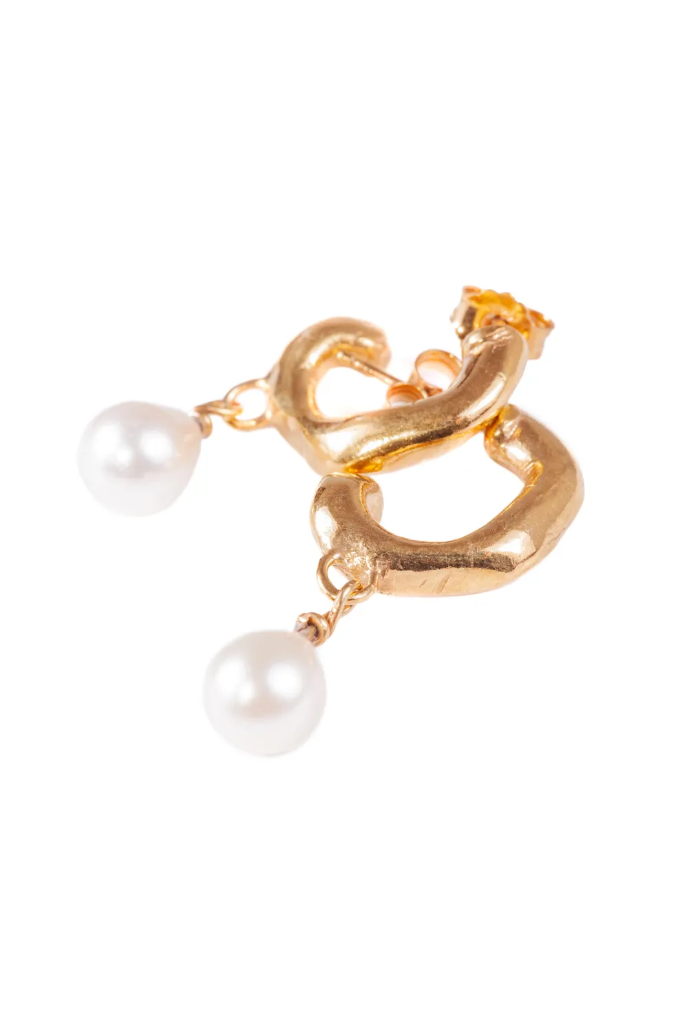 Flor Rubaja Jewelry Wave orecchini perle placcato oro 4 cm
