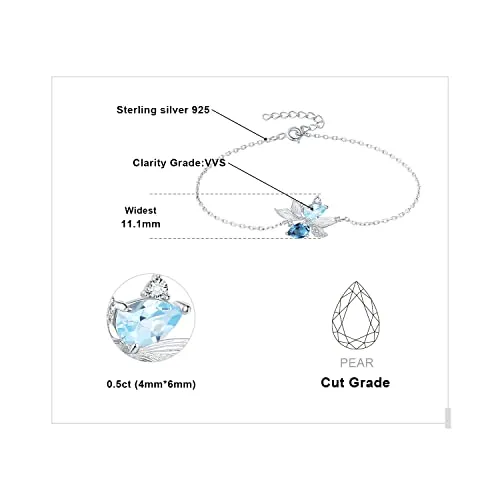JewelryPalace Pesci 0.1ct Pera bracciale topazio regolabile