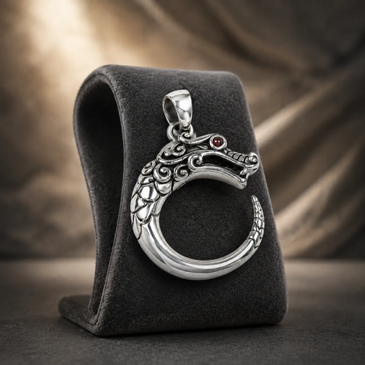 Victoria Jane Garnet Eye Dragon ciondolo argento con granato