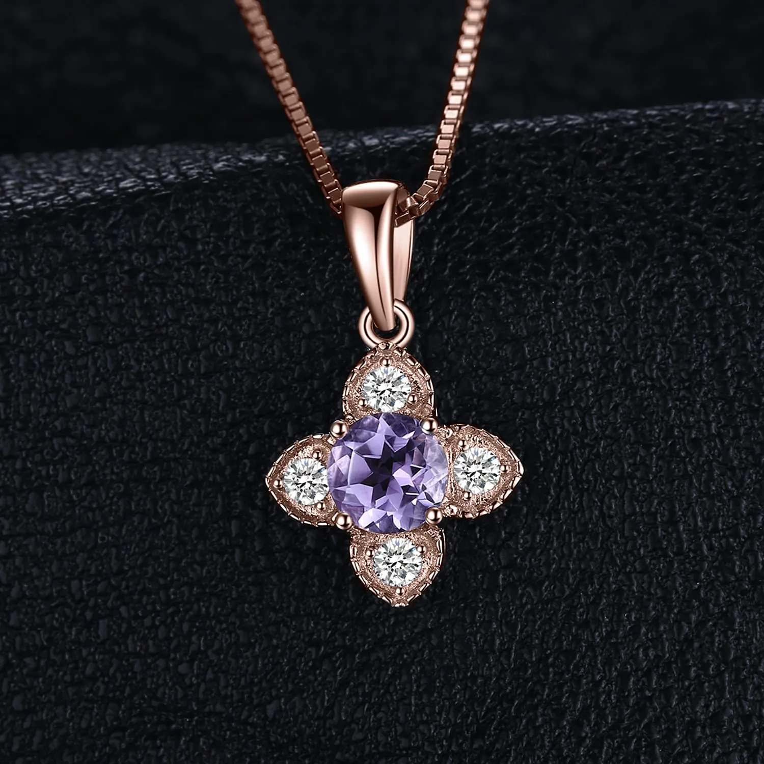 JewelryPalace collana fiore ametista lilla oro rosa 45cm