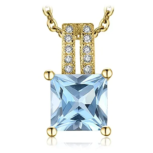JewelryPalace Quadrata 1.2ct collana oro topazio blu