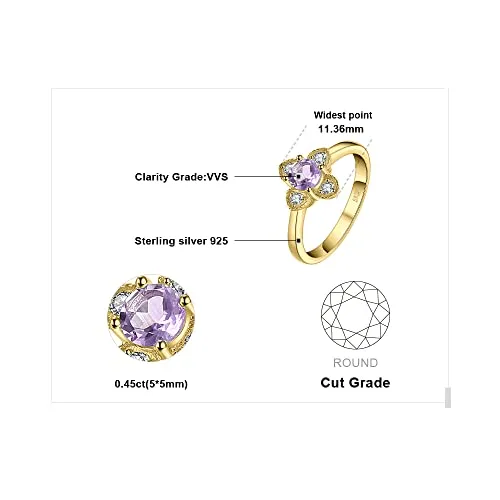 JewelryPalace Fiore Anello Oro Ametista Viola Naturale