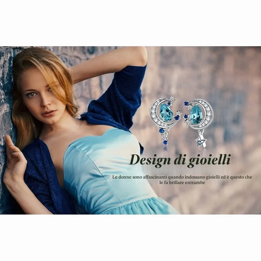 JewelryPalace Luna e Stella 2.2ct orecchini lobo topazio azzurro
