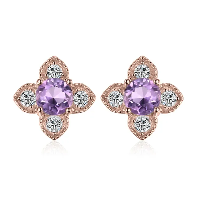 JewelryPalace Fiore Orecchini Ametista Viola Tre Ori Argento