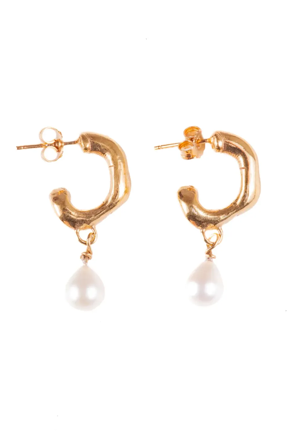 Flor Rubaja Jewelry Wave orecchini perle placcato oro 4 cm
