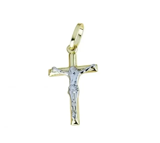 Gioielli Celiento Croce Uomo ciondolo oro bicolore 18 Kt