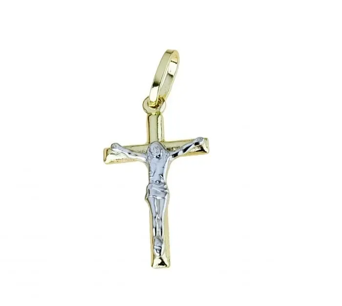 Gioielli Celiento Croce Uomo ciondolo oro bicolore 18 Kt