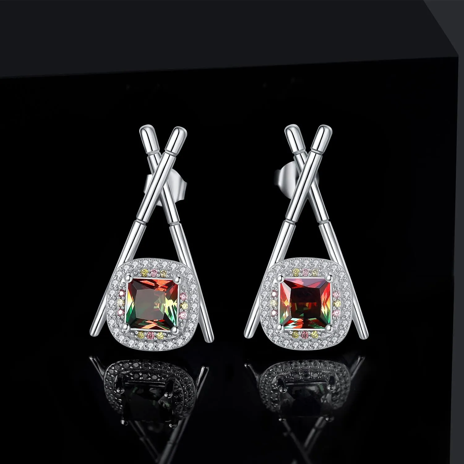 JewelryPalace Orecchini Donna Argento 2.5ct Sushi Tormalina
