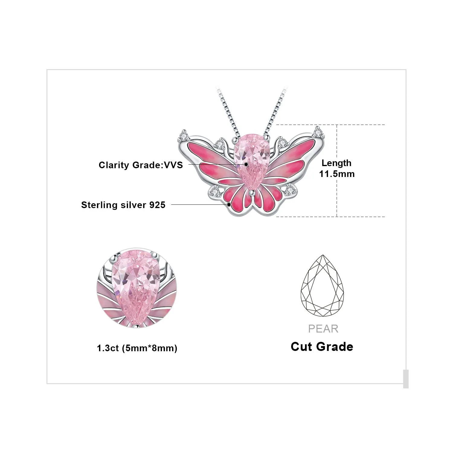 JewelryPalace Farfalla 0.2ct collana argento smaltata