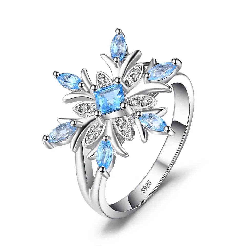 JewelryPalace Fiocco di Neve anello argento topazio blu
