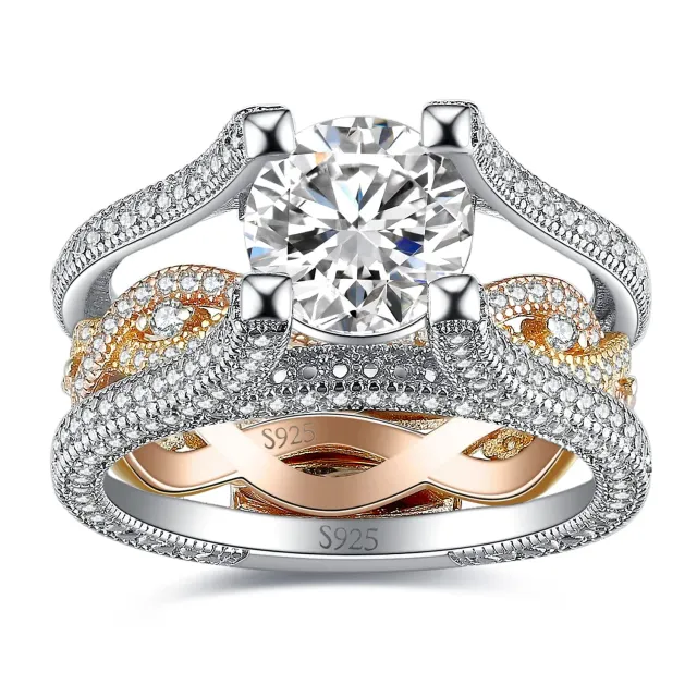 JewelryPalace Halo Infinito fede argento oro rosa zirconia