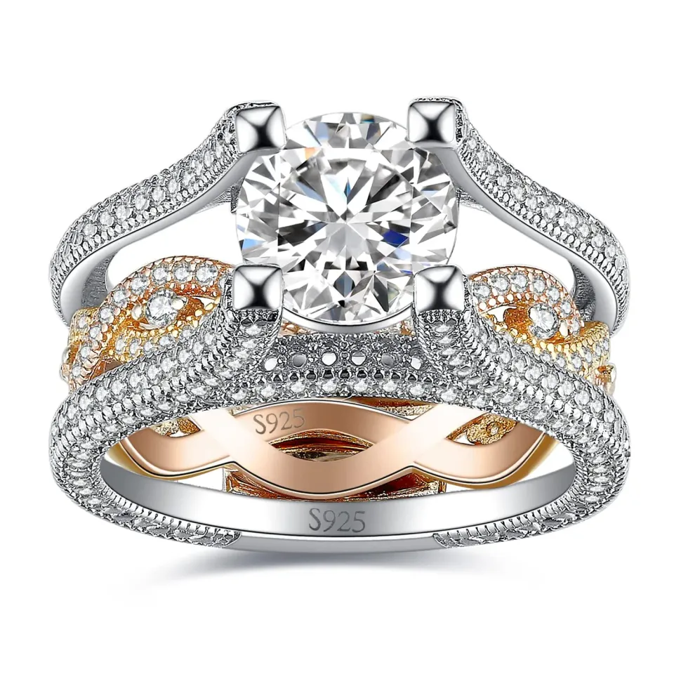 JewelryPalace Halo Infinito fede argento oro rosa zirconia