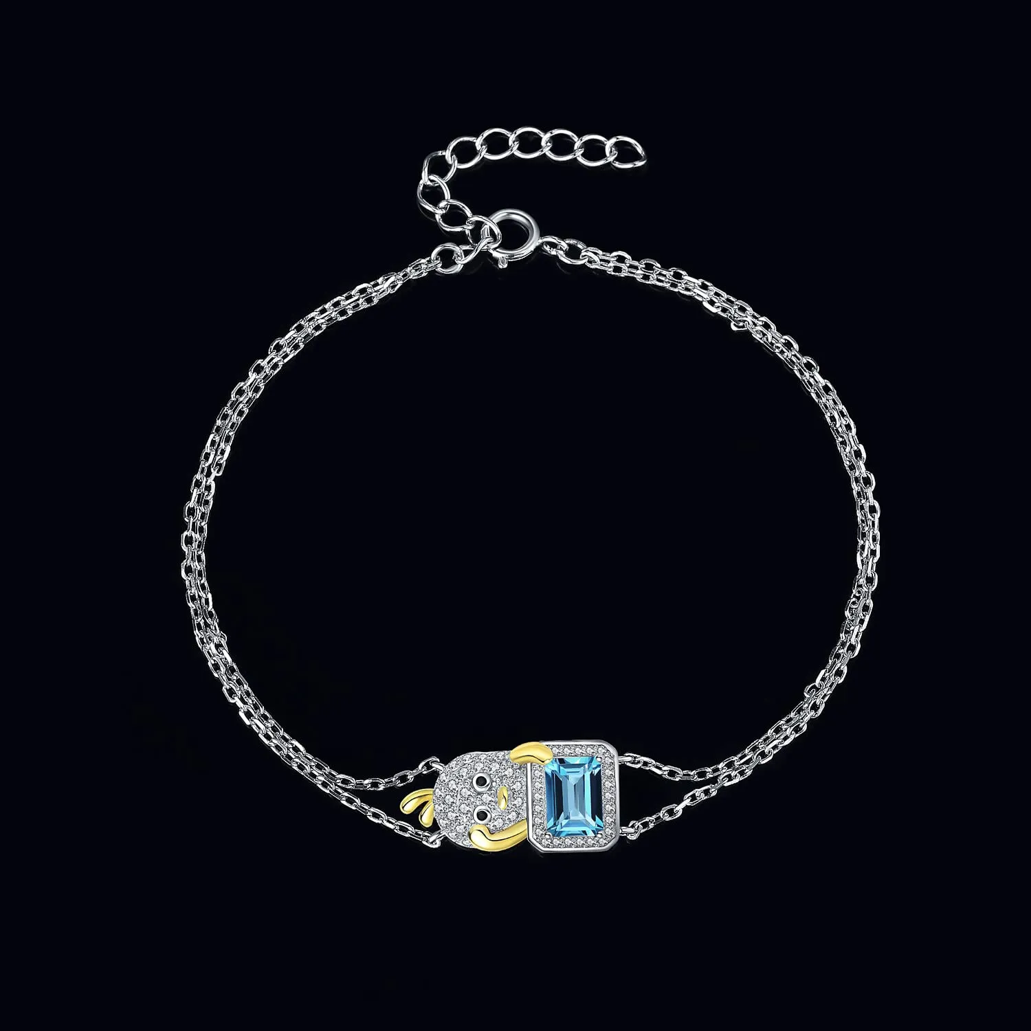 JewelryPalace Halo Anatra Gialla 0.5ct bracciale topazio blu