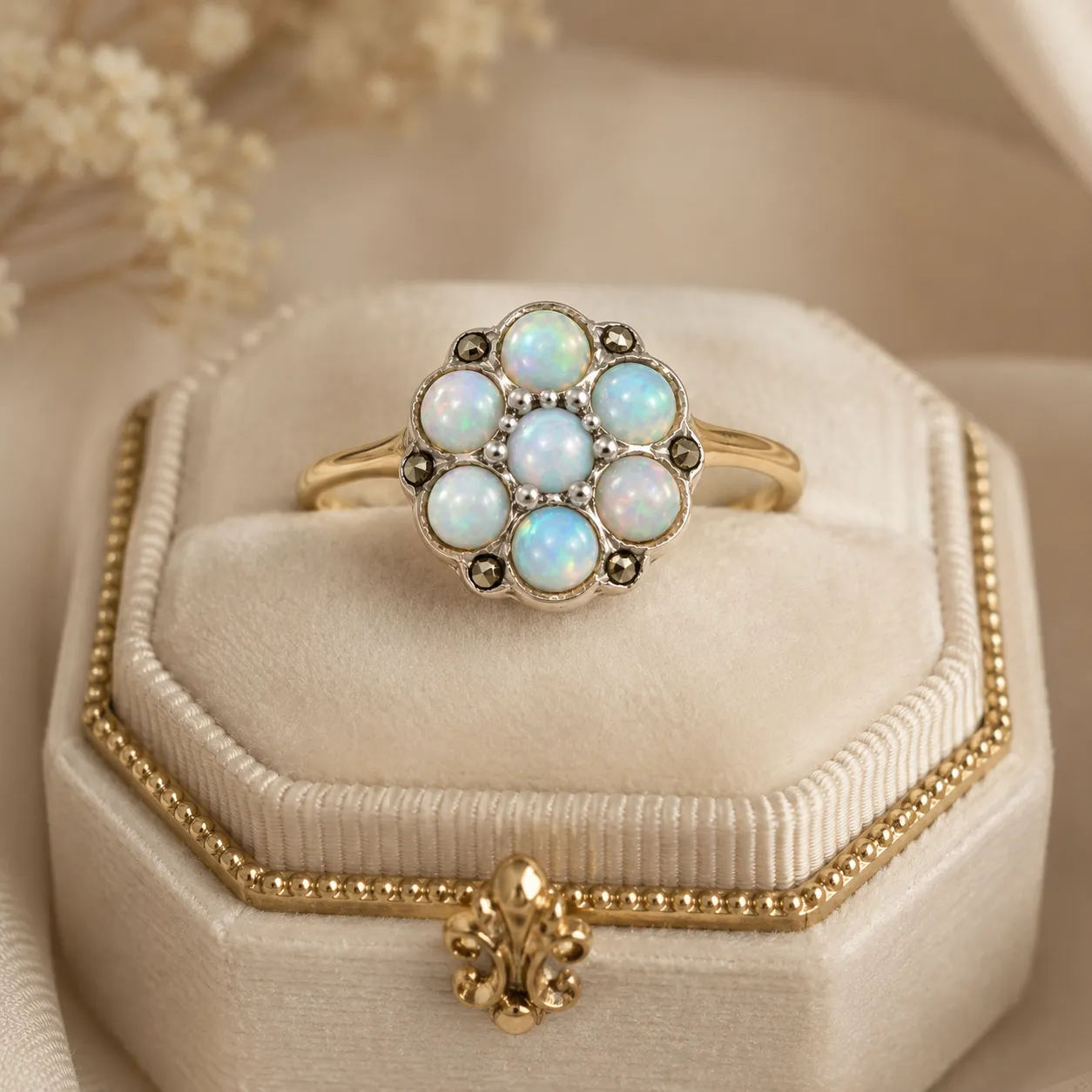 Victoria Jane Opal Flower anello oro 9ct opale fiore