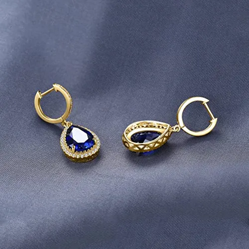 JewelryPalace Orecchini pendenti zaffiro pera oro