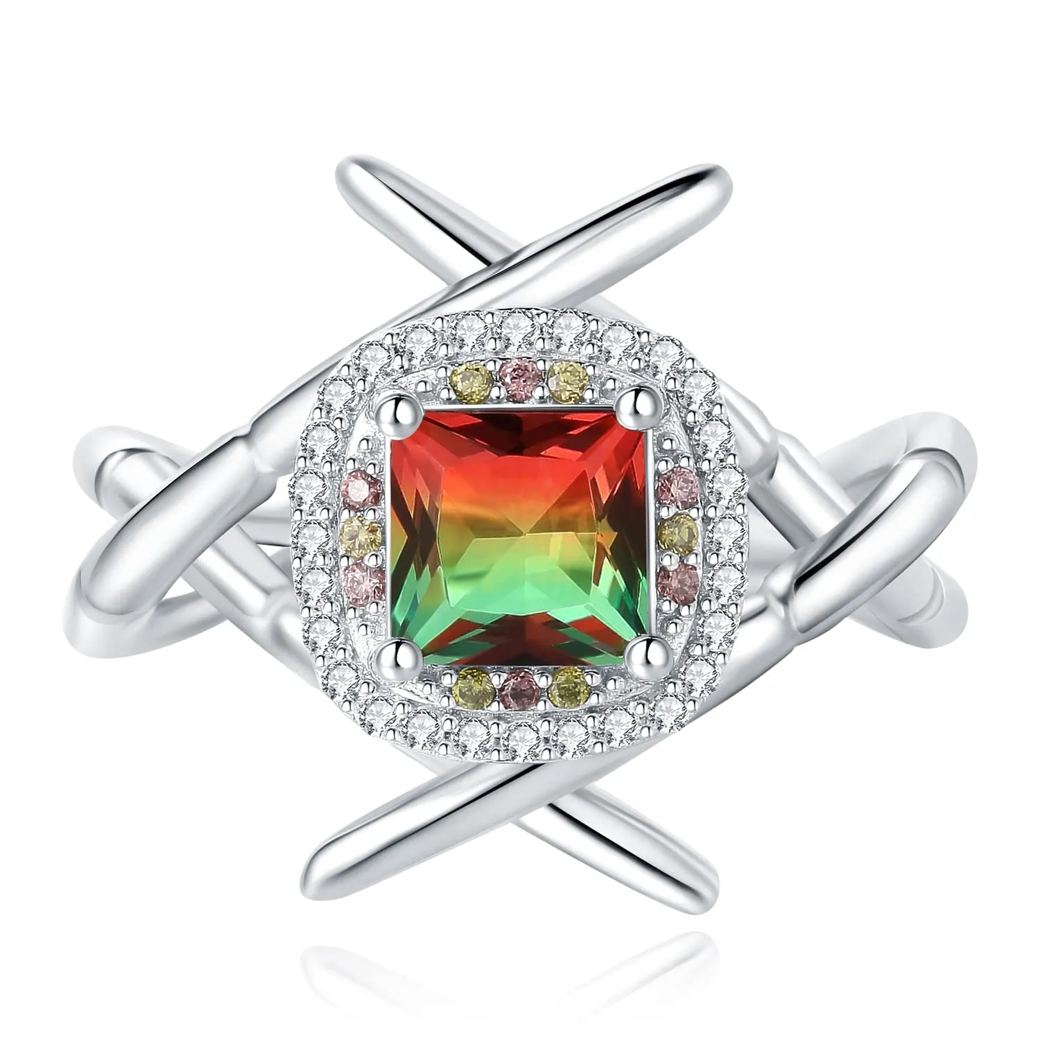 JewelryPalace Sushi Anello Argento Tormalina Anguria 1.2ct