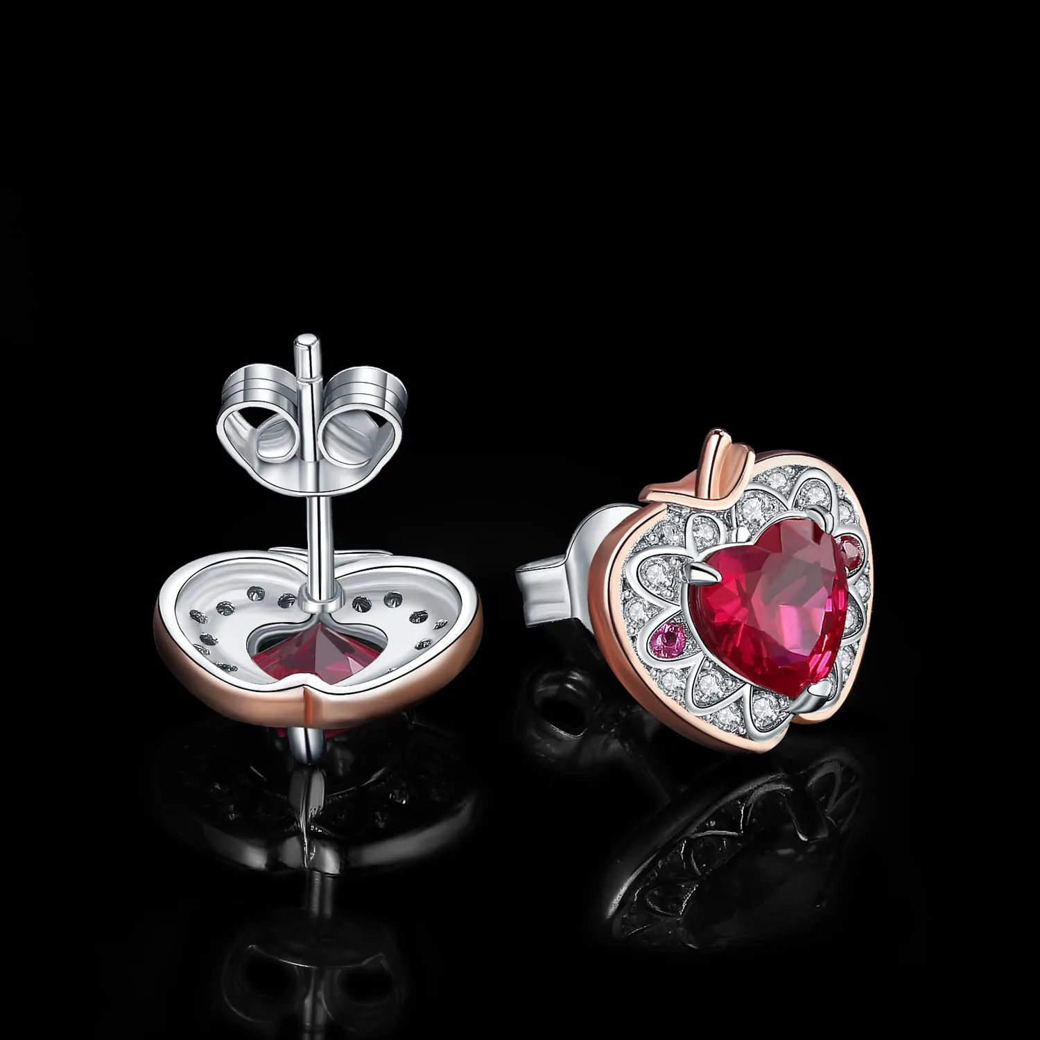 JewelryPalace Mela 2ct orecchini cuore rubino oro rosa