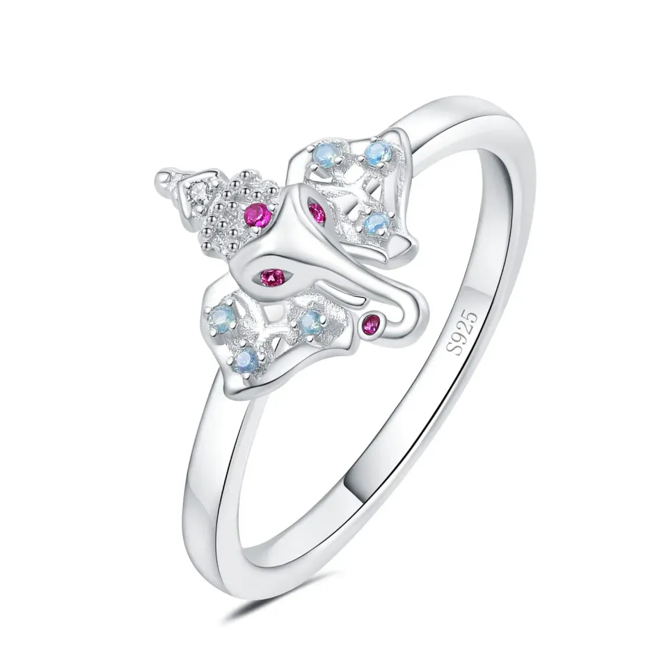 JewelryPalace Elefante 0.06ct Anello Argento Rubino
