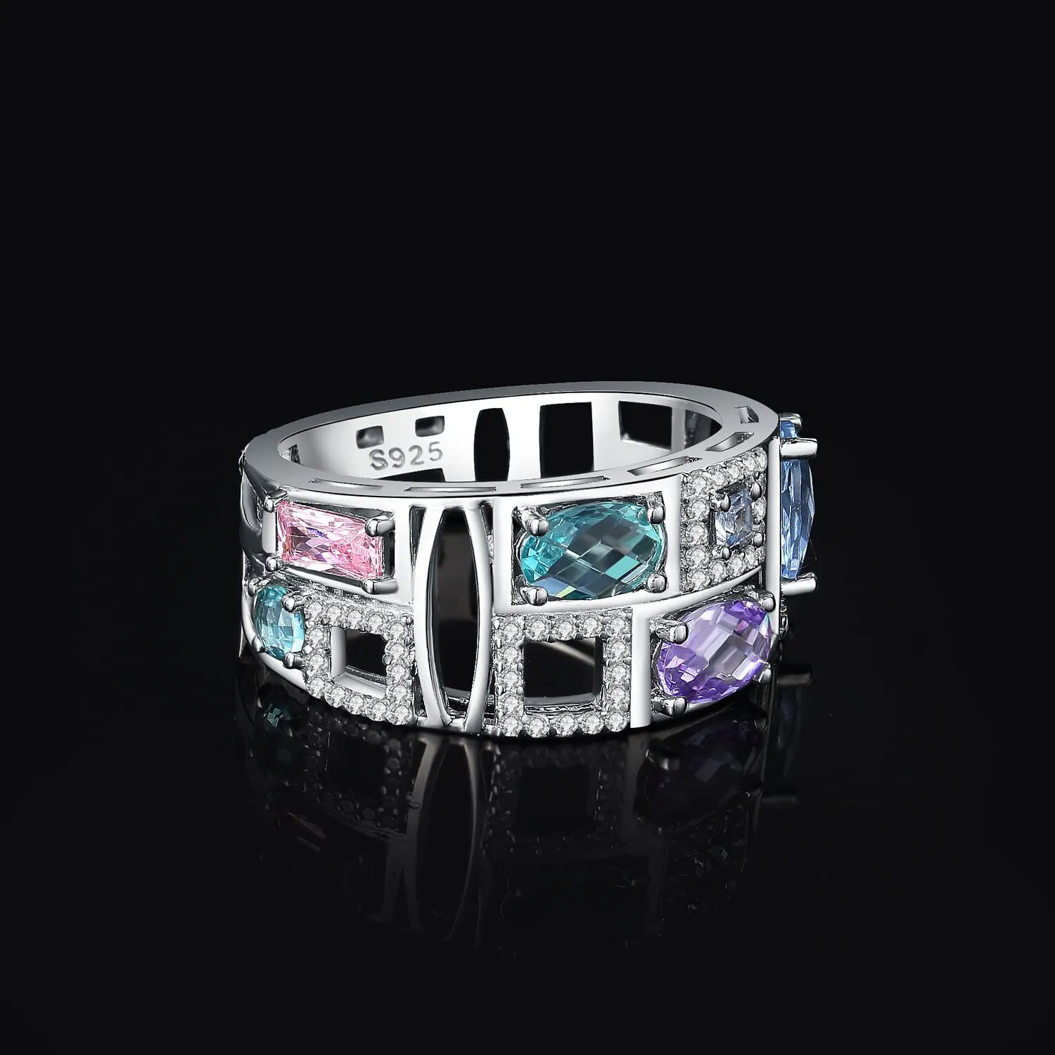 JewelryPalace Arcobaleno anello spinello azzurro ovale