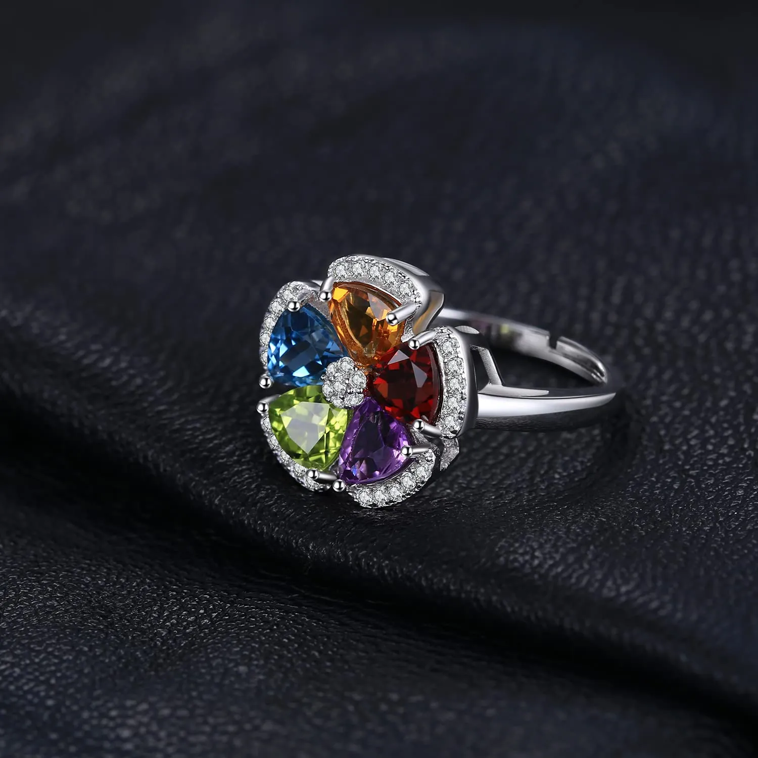 JewelryPalace Fiore Anello Regolabile Argento pietre naturali