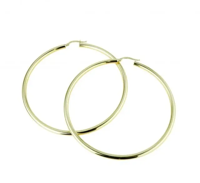 Gioielli Celiento Cerchi Lisci 3mm Orecchini Oro Giallo 60mm