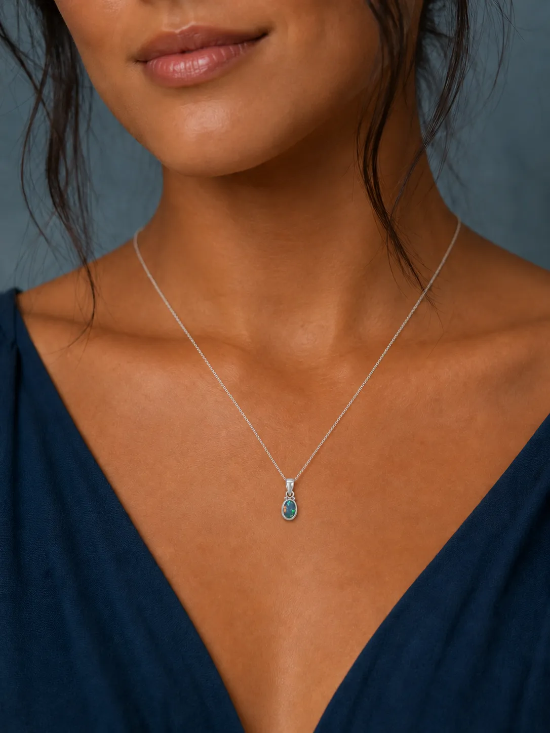 Victoria Jane Lucid Blue Opal ciondolo argento