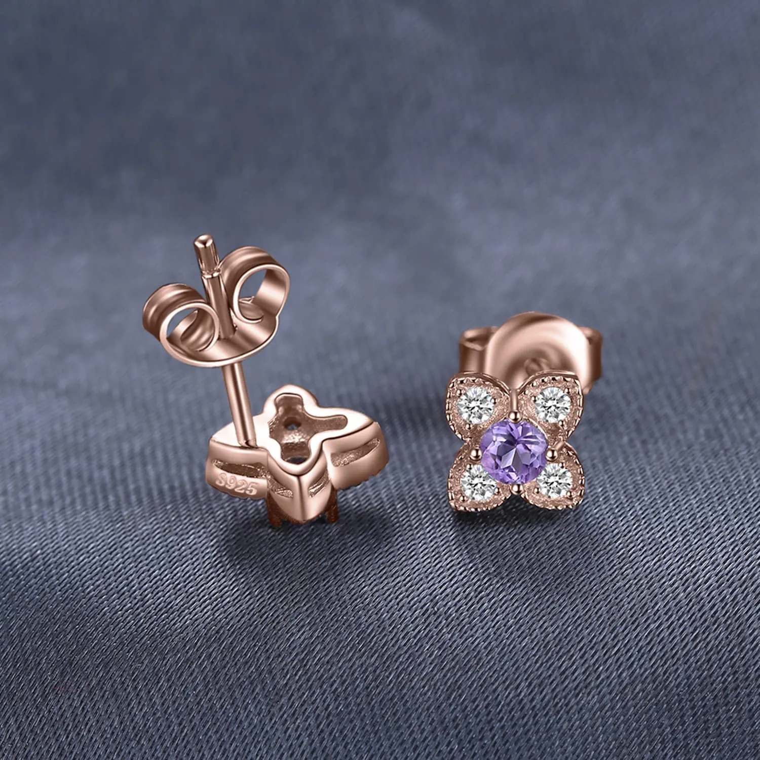 JewelryPalace Fiore Orecchini Ametista Viola Tre Ori Argento