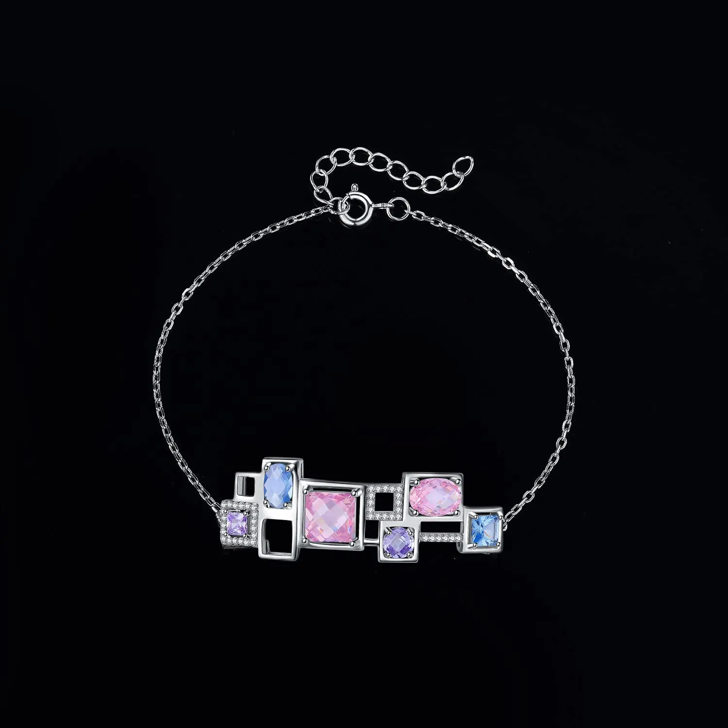 JewelryPalace Mosaico bracciale argento spinello arcobaleno