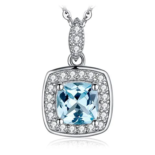 JewelryPalace 1.2ct Halo Collana Topazio Azzurro Argento 45cm