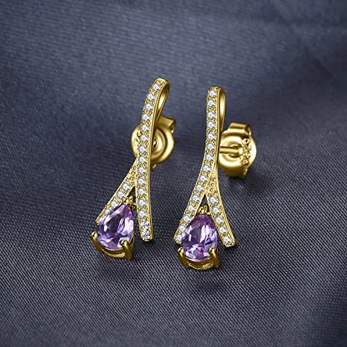 JewelryPalace orecchini pendenti argento 925 viola pera