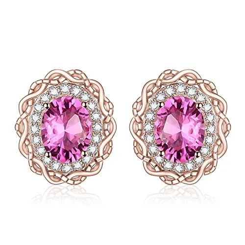 JewelryPalace Infinito Halo orecchini topazio rosa 1ct