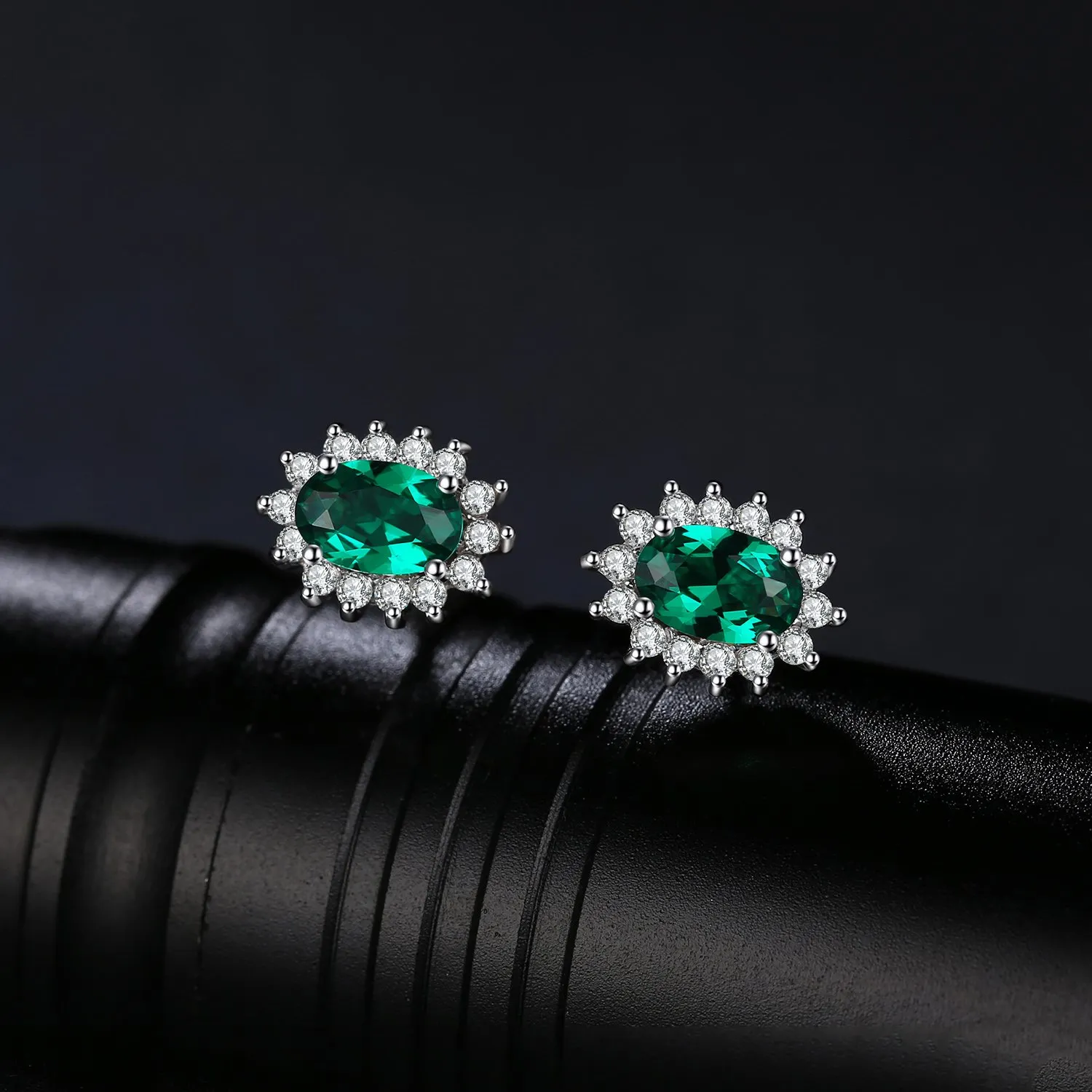 JewelryPalace Diana Halo orecchini smeraldo verde argento
