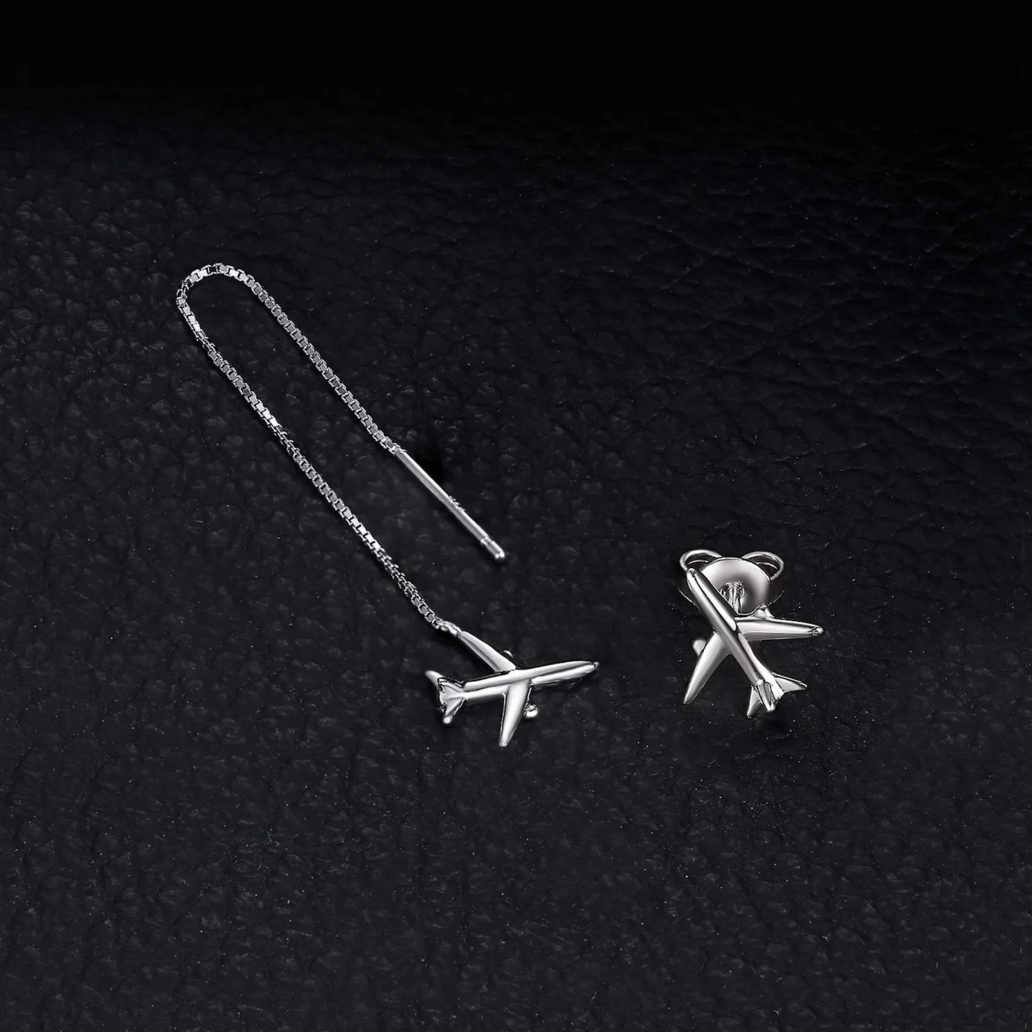 JewelryPalace Asimmetrici orecchini argento filo lungo bottone