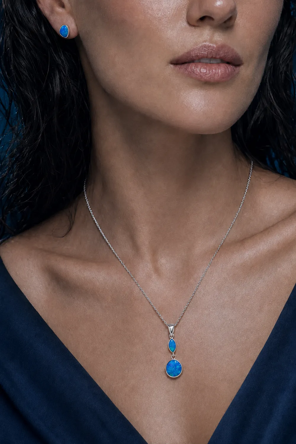 Victoria Jane Ocean Abyss orecchini lobo opale blu argento