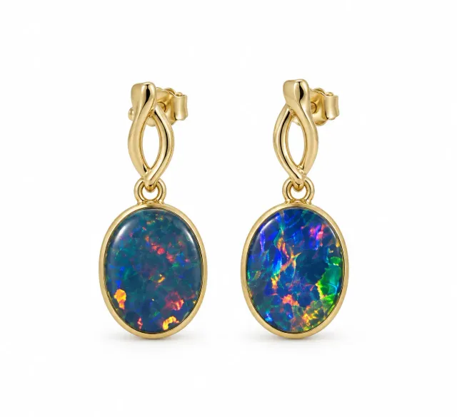 Victoria Jane Oval Opal orecchini oro 9ct opale