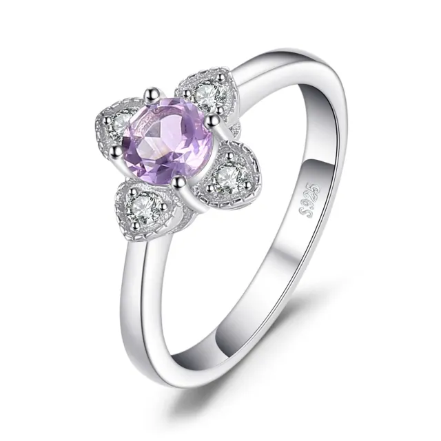 JewelryPalace Fiore Anello Ametista Tondo Oro Rosa Argento