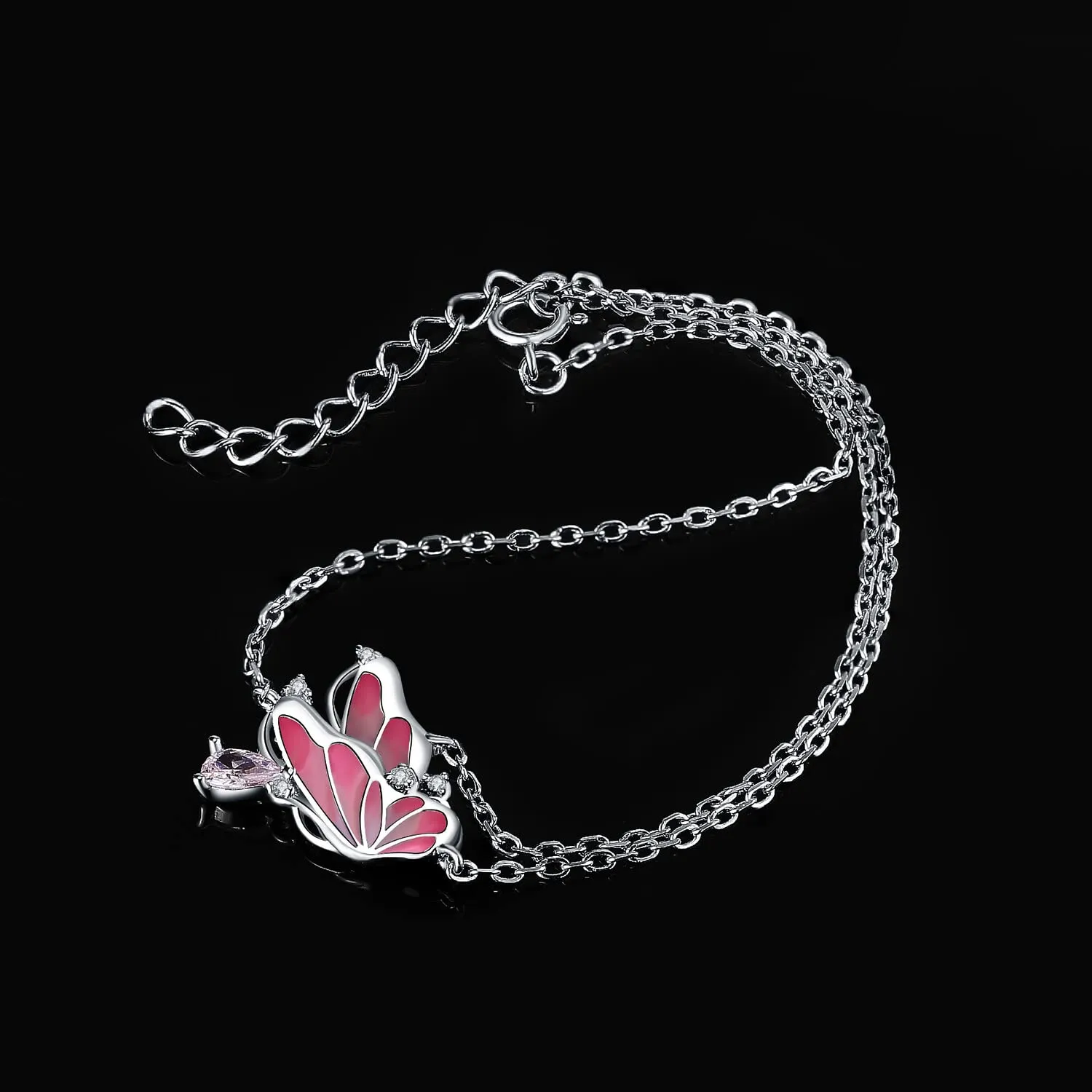 JewelryPalace Farfalla 0.3ct bracciale argento 925 zirconia rosa