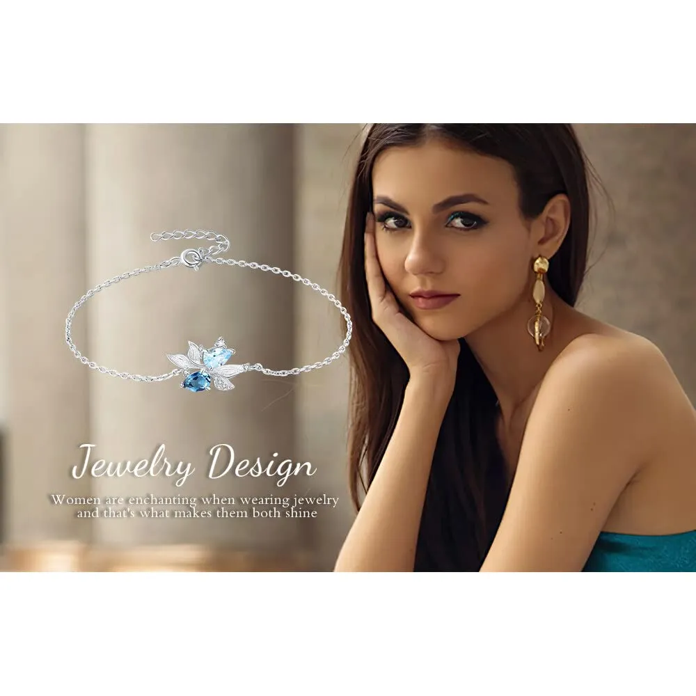 JewelryPalace Pesci 0.1ct Pera bracciale topazio regolabile
