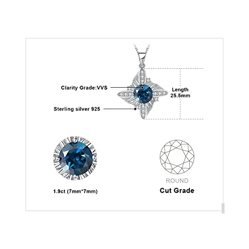 JewelryPalace Mulino a Vento 2.3ct collana topazio blu 45cm