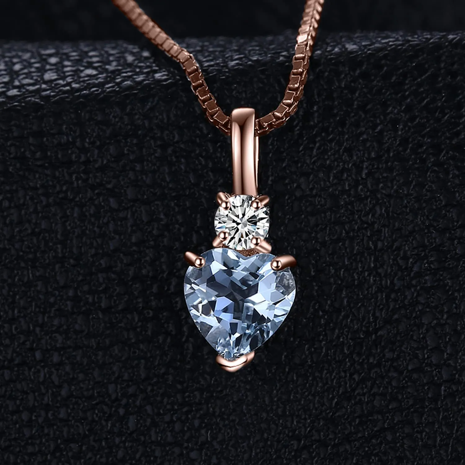 JewelryPalace 0.8ct collana cuore acquamarina oro rosa 14k 45cm