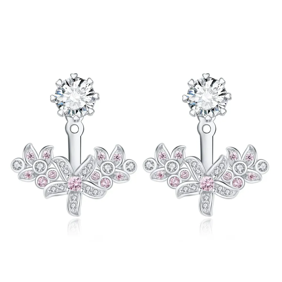 JewelryPalace Fiori 3ct Orecchini Argento Zirconia Rosa