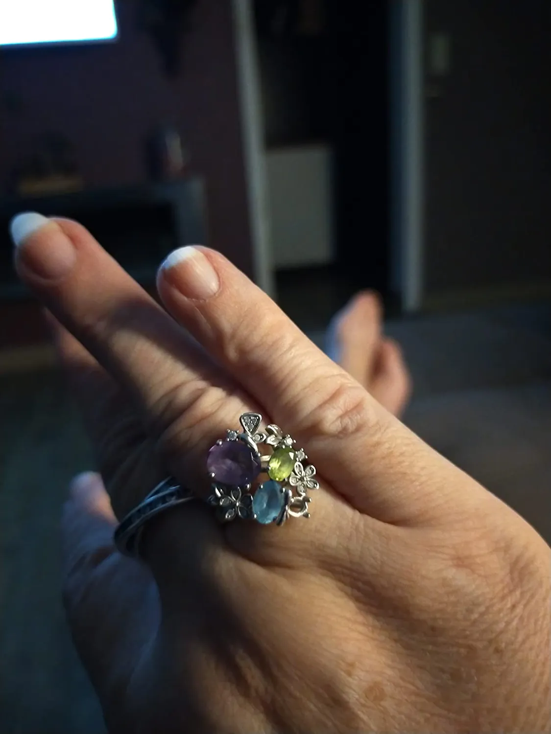 JewelryPalace Fiore anello aperto argento peridoto oro rosa