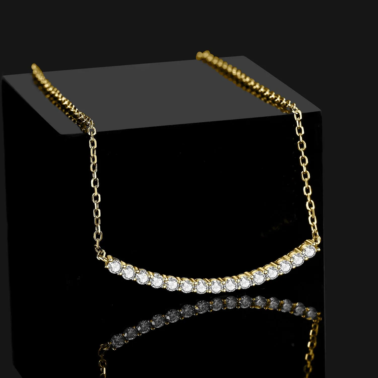 JewelryPalace Collana Argento 925 Moissanite Rotonda 45cm