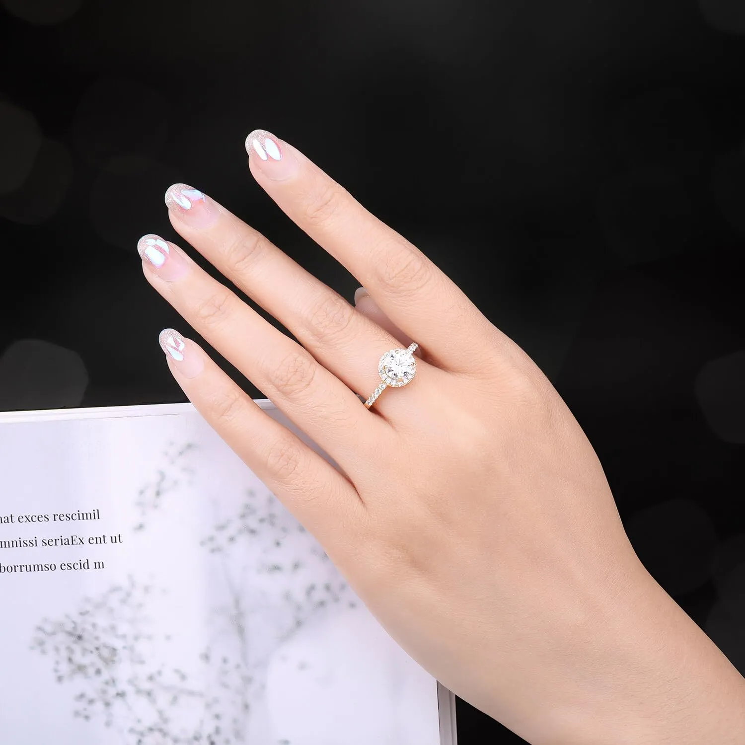 JewelryPalace 1ct Halo anello fidanzamento argento moissanite