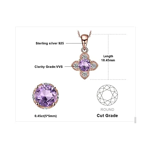 JewelryPalace collana fiore ametista lilla oro rosa 45cm